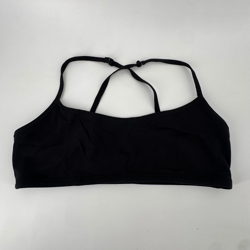 Lululemon Flow Y Bra Black Adjustable Thin Strap Yoga Sports Bra 0692